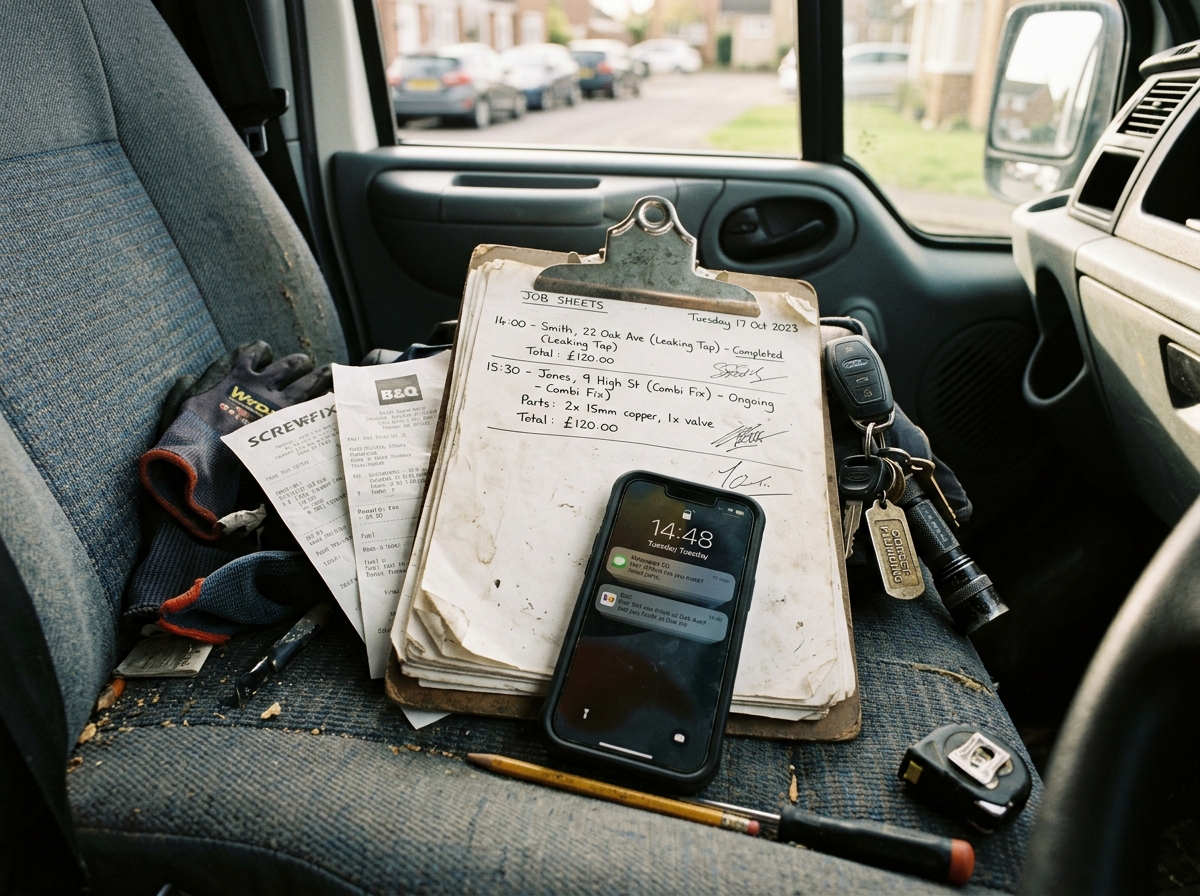 Passenger seat with paper sheets and receipts replaced by automated mobile timesheets